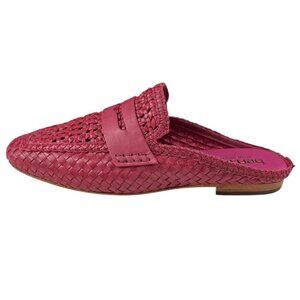 Bertuchi Genuine Leather Slip-On Mules Flats Loafers Woven Dark Pink Size 38